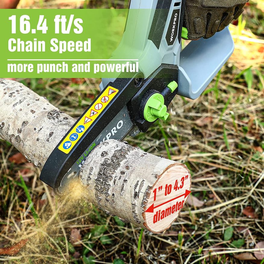 ZA WORKPRO Mini Chainsaw, Cordless Electric Compact Chain Saw with 2 Batteries, Replacement Guide Bar and Chain New 4B8V2T291 Tool