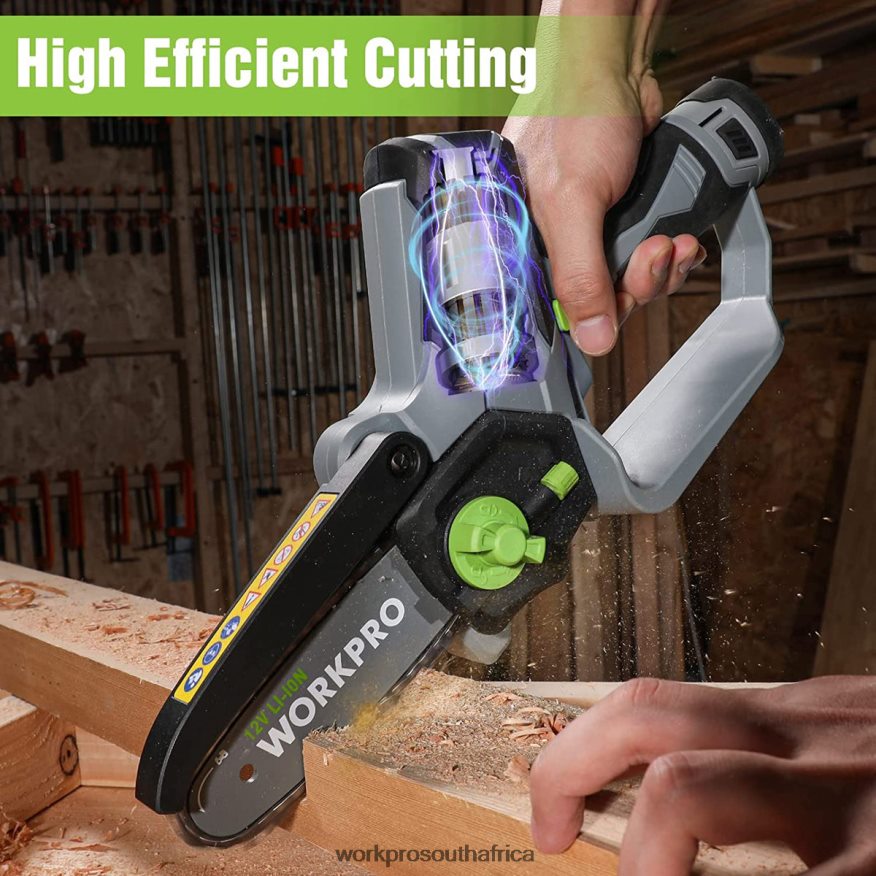 ZA WORKPRO Mini Chainsaw, Cordless Electric Compact Chain Saw with 2 Batteries, Replacement Guide Bar and Chain New 4B8V2T291 Tool