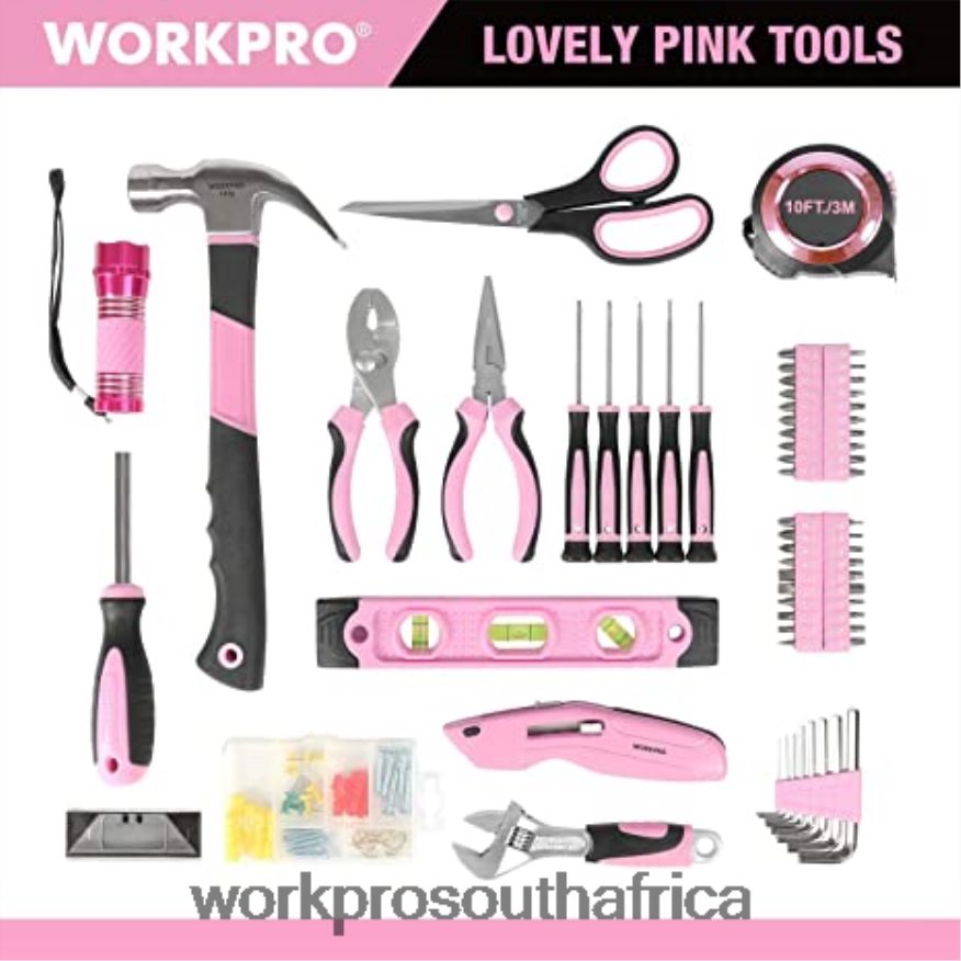 ZA WORKPRO 106 Pcs Tool Kit & 6 Pcs Magnetic Screwdrivers & 12V Cordless Drill Driver Kit & 6-in-1 Staple Gun Pink 4B8V2T312 Tool