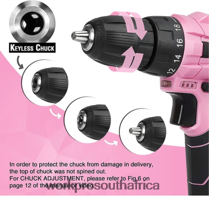ZA WORKPRO 12V Cordless Drill Driver Kit & 103 Pcs Tool Kit & 8 Pcs Magnetic Screwdrivers Set & 6-in-1 Staple Gun Pink 4B8V2T315 Tool