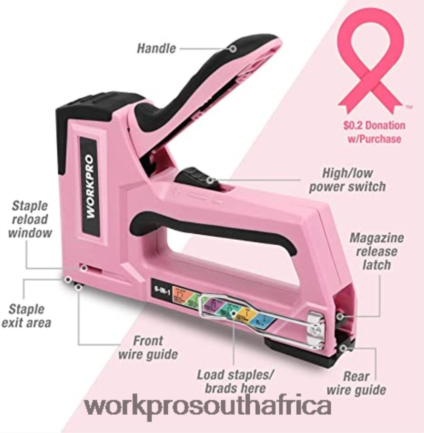 ZA WORKPRO 12V Cordless Drill Driver Kit & 103 Pcs Tool Kit & 8 Pcs Magnetic Screwdrivers Set & 6-in-1 Staple Gun Pink 4B8V2T315 Tool