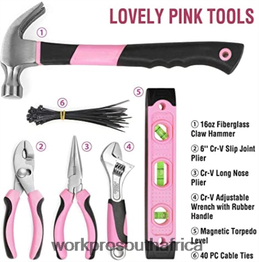 ZA WORKPRO 12V Cordless Drill Driver Kit & 103 Pcs Tool Kit & 8 Pcs Magnetic Screwdrivers Set & 6-in-1 Staple Gun Pink 4B8V2T315 Tool