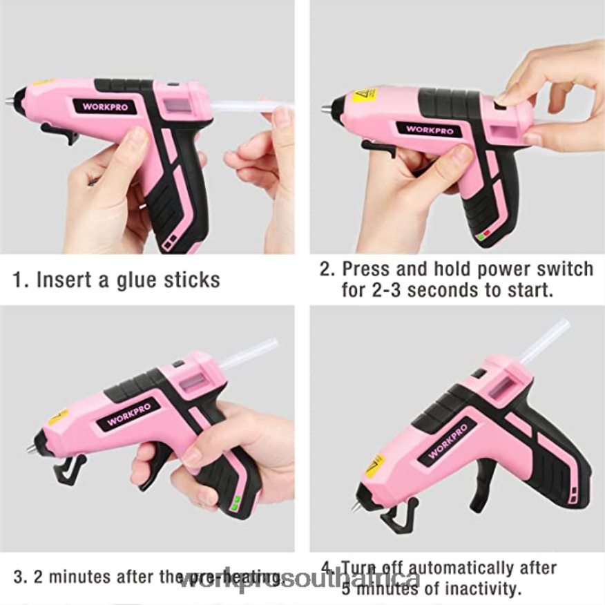 ZA WORKPRO 12V Cordless Drill Set & 6-in-1 Staple Gun & 8 Pcs Magnetic Screwdrivers Set & Cordless Hot Melt Glue Gun Pink 4B8V2T313 Tool