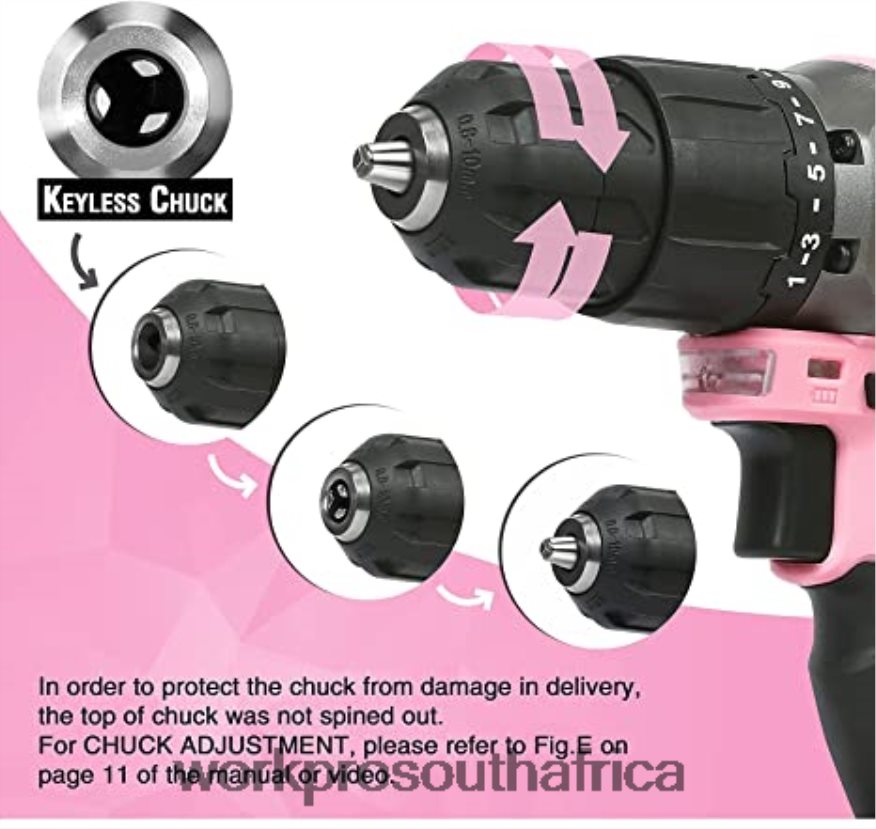 ZA WORKPRO 20V Cordless Drill Driver Set & 6-Piece Mini Pliers & 10-piece Tool Kit & Cordless Glue Gun Pink 4B8V2T316 Tool
