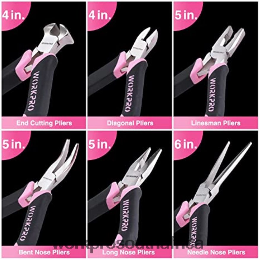 ZA WORKPRO 20V Cordless Drill Driver Set & 6-Piece Mini Pliers & 10-piece Tool Kit & Cordless Glue Gun Pink 4B8V2T316 Tool