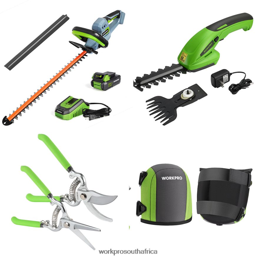 ZA WORKPRO 20V Cordless Hedge Trimmer & 2 in 1 Handheld Hedge Trimmer & 2-Piece Pruning Shears & Garden Knee Pads Morden 4B8V2T320 Tool
