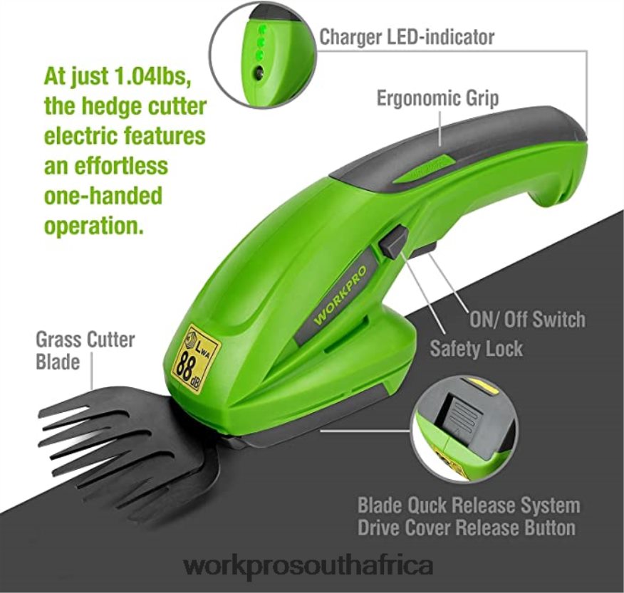 ZA WORKPRO 20V Cordless Hedge Trimmer & 2 in 1 Handheld Hedge Trimmer & 2-Piece Pruning Shears & Garden Knee Pads Morden 4B8V2T320 Tool