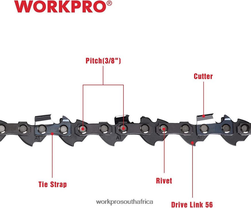 ZA WORKPRO 2-Pack Chainsaw Chain, 3/8\"Pitch, 56 Drive Links Wood Cutting Saw Chain for Chainsaw Parts Useful 4B8V2T204 Tool
