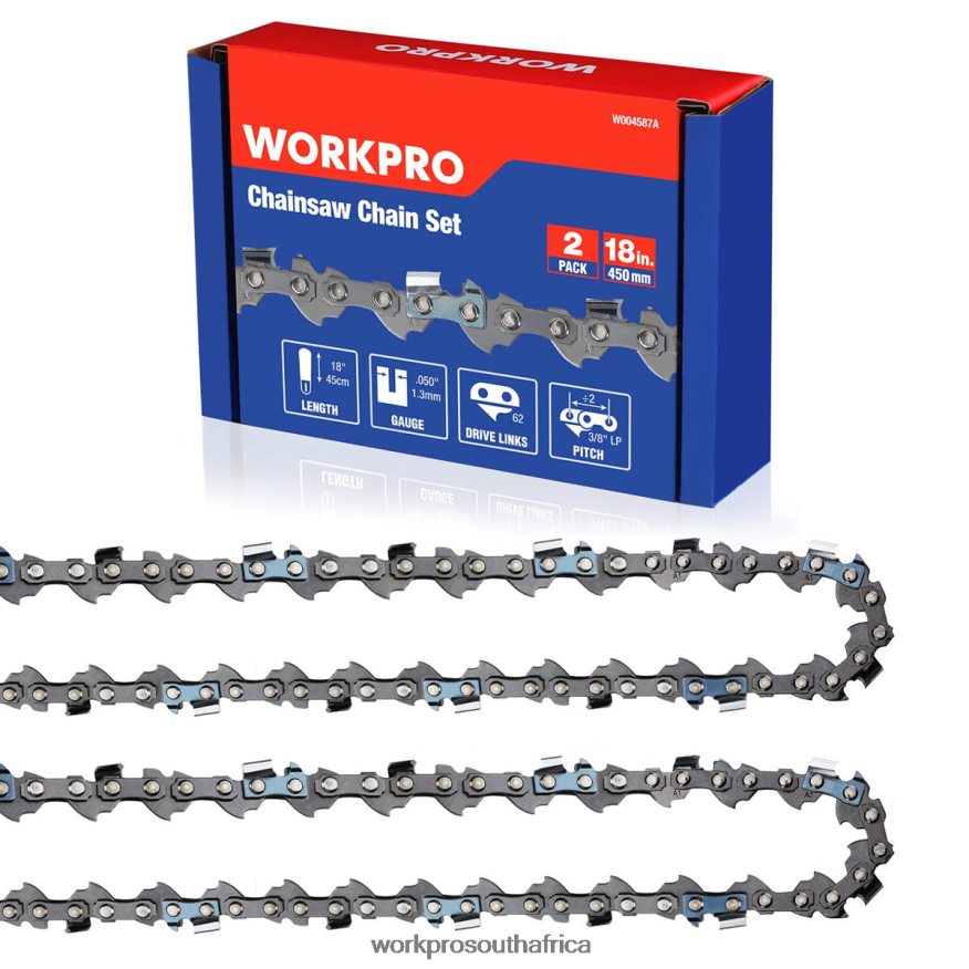 ZA WORKPRO 2-Pack Chainsaw Chain, 3/8"Pitch, 62 Drive Links Wood Cutting Saw Chain for Chainsaw Parts New 4B8V2T203 Tool
