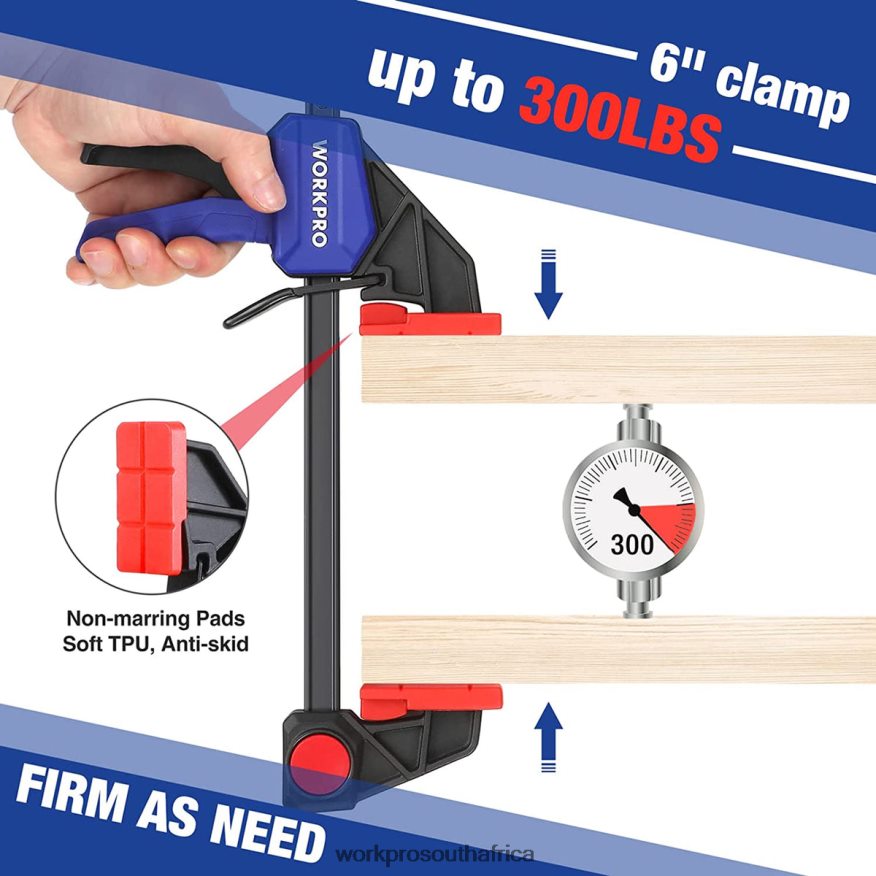 ZA WORKPRO 2 Pcs Bar Clamps for Woodworking, Medium Duty 300lbs One-Handed Clamp/Spreader Helpful 4B8V2T123 Tool