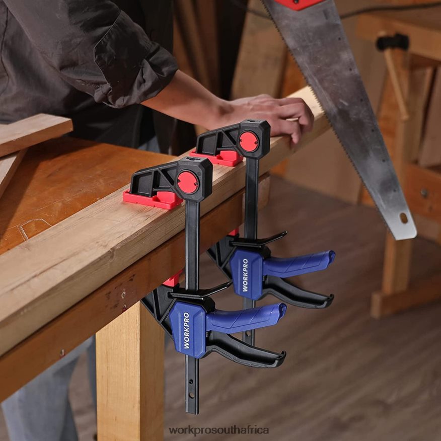 ZA WORKPRO 2 Pcs Bar Clamps for Woodworking, Medium Duty 300lbs One-Handed Clamp/Spreader Helpful 4B8V2T123 Tool