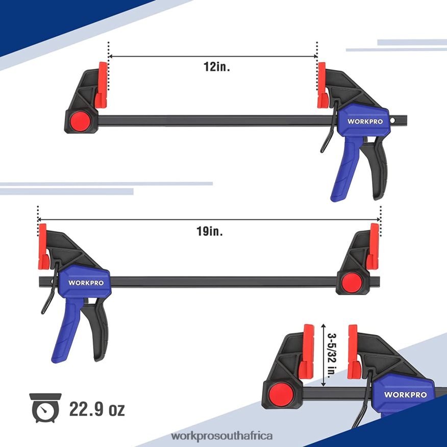ZA WORKPRO 2 Pcs Bar Clamps for Woodworking, Medium Duty 300lbs One-Handed Clamp/Spreader Morden 4B8V2T118 Tool