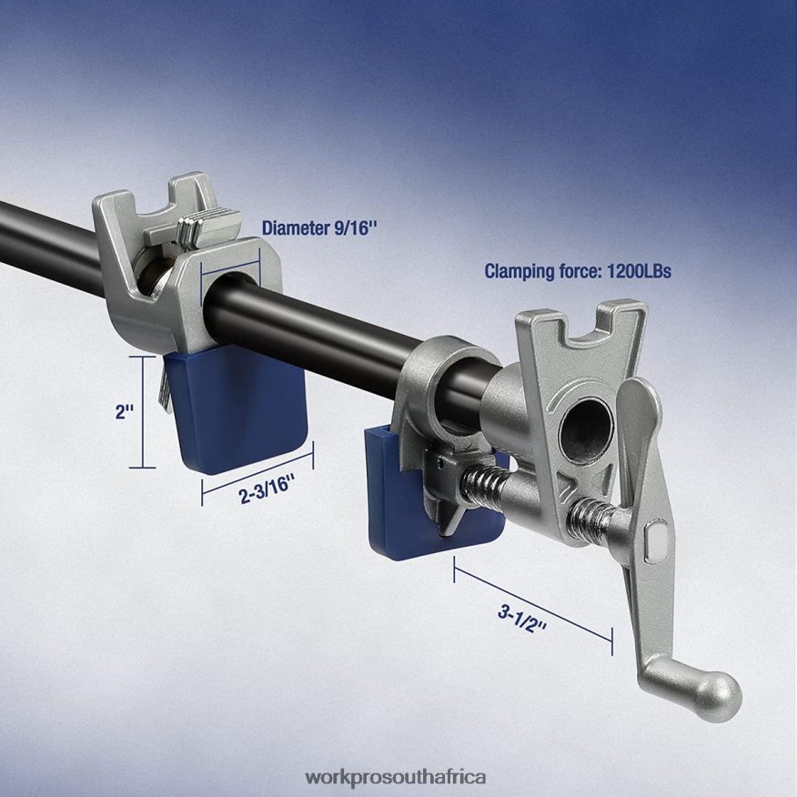 ZA WORKPRO 2 Pcs Pipe Clamps, Aluminum Die-casting Lightweight Tube Clamps Black 4B8V2T124 Tool