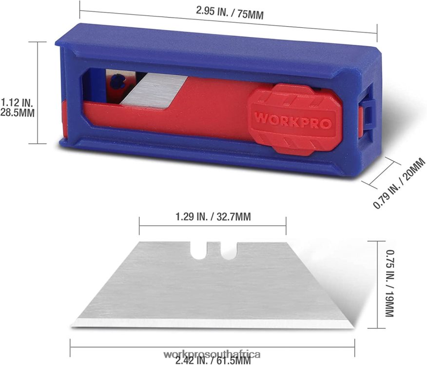 ZA WORKPRO Utility Knife Blades, SK5 Steel Box Cutter Blades Refills, Standard Size with Individual Dispenser, Pack of 50 Morden 4B8V2T55 Tool