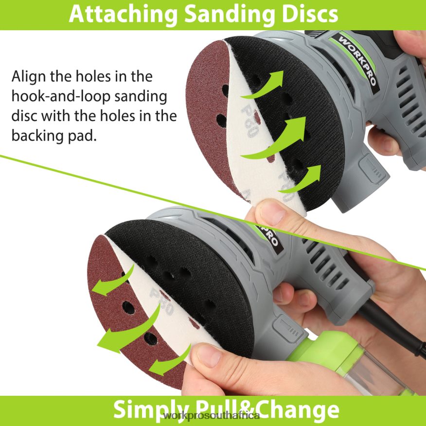 ZA WORKPRO 2.5 Amp Electric 5-Inch Random Orbit Sander, 6 Variable Speeds 7000 to 14000 RPM Useful 4B8V2T233 Tool