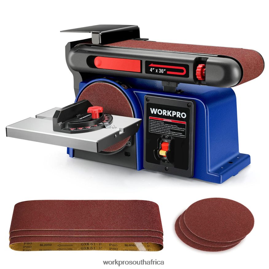 ZA WORKPRO Belt Disc Sander, 4 in. x 36 in. Belt & 6 in. Disc Sander with 6 pcs Sandpapers, Cast Iron Base for Sanding Woodworking Useful 4B8V2T235 Tool
