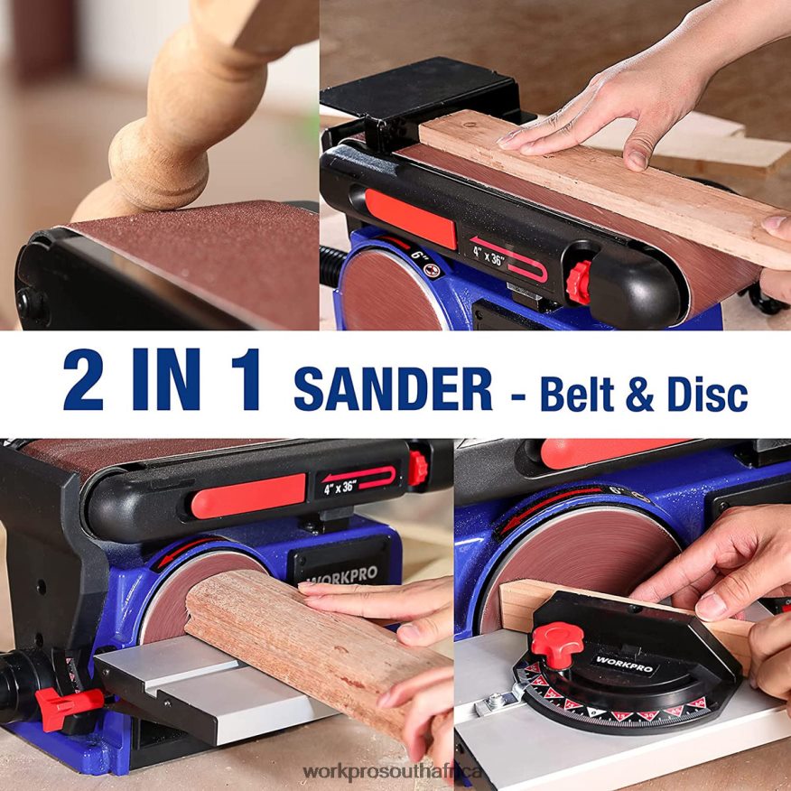 ZA WORKPRO Belt Disc Sander, 4 in. x 36 in. Belt & 6 in. Disc Sander with 6 pcs Sandpapers, Cast Iron Base for Sanding Woodworking Useful 4B8V2T235 Tool