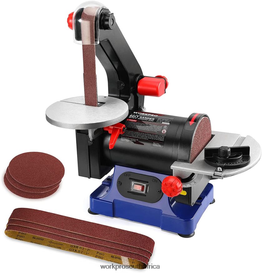 ZA WORKPRO Disc Belt Sander, 1 in. x 30 in. Belt & 5 in. Sanding Disc, including 6 PCS Sandpapers Helpful 4B8V2T237 Tool