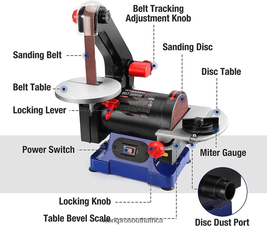 ZA WORKPRO Disc Belt Sander, 1 in. x 30 in. Belt & 5 in. Sanding Disc, including 6 PCS Sandpapers Helpful 4B8V2T237 Tool
