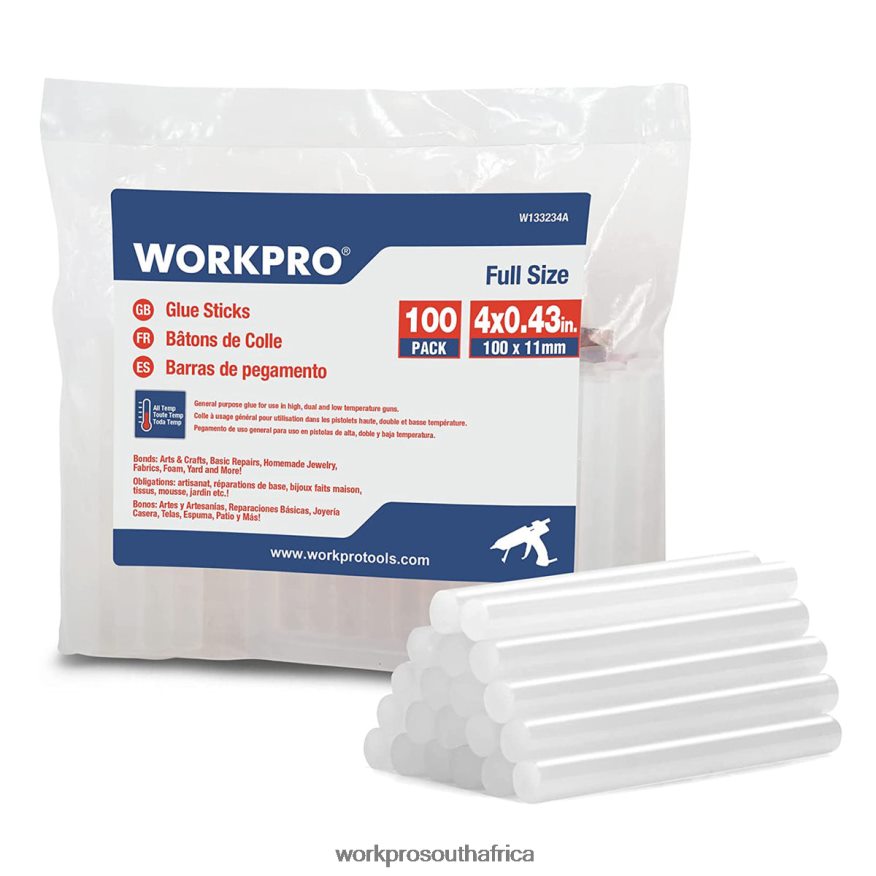 ZA WORKPRO 100-pack Full Size Hot Glue Sticks Compatible with Most Glue Guns New 4B8V2T196 Tool