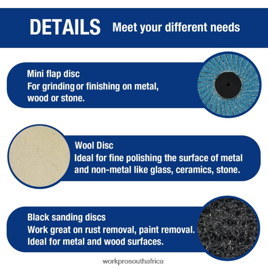 ZA WORKPRO 101 Pcs Sanding Discs Set 2 inch Discs with 1/4 inch Holder Useful 4B8V2T193 Tool