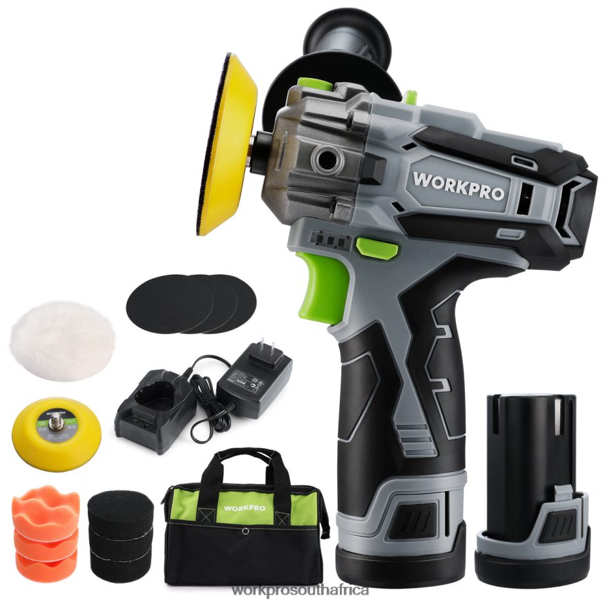 ZA WORKPRO 12V Cordless Polisher, Mini Car Detailing Buffer & Sander Machine Kit with 2 Li-Ion Batteries Useful 4B8V2T229 Tool