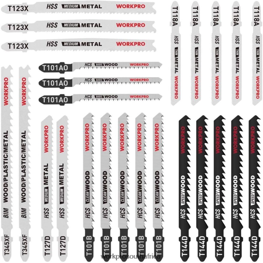 ZA WORKPRO 25 Pcs T-Shank Jig Saw Blade Set with Storage Case Helpful 4B8V2T210 Tool