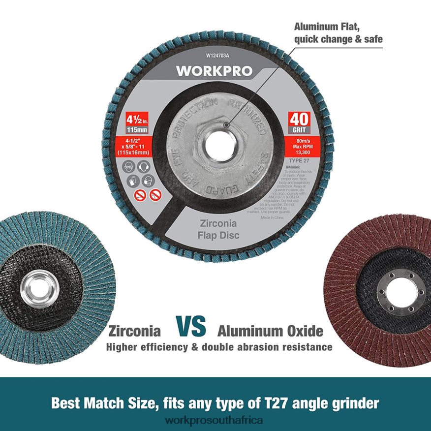 ZA WORKPRO 5 Pack Zirconia Flap Disc, Angle Grinder Sanding Disc, 4-1/2 inch Grinding Wheels Useful 4B8V2T206 Tool
