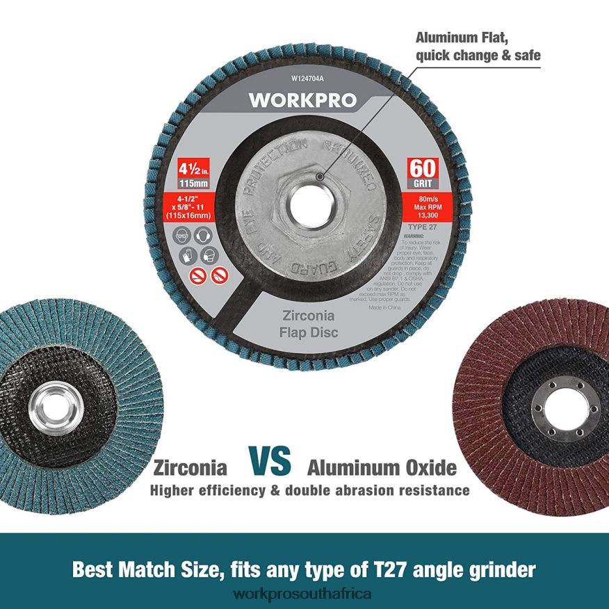 ZA WORKPRO 5 Pack Zirconia Flap Disc, Angle Grinder Sanding Disc, 4-1/2 inch Grinding Wheels Useful 4B8V2T206 Tool