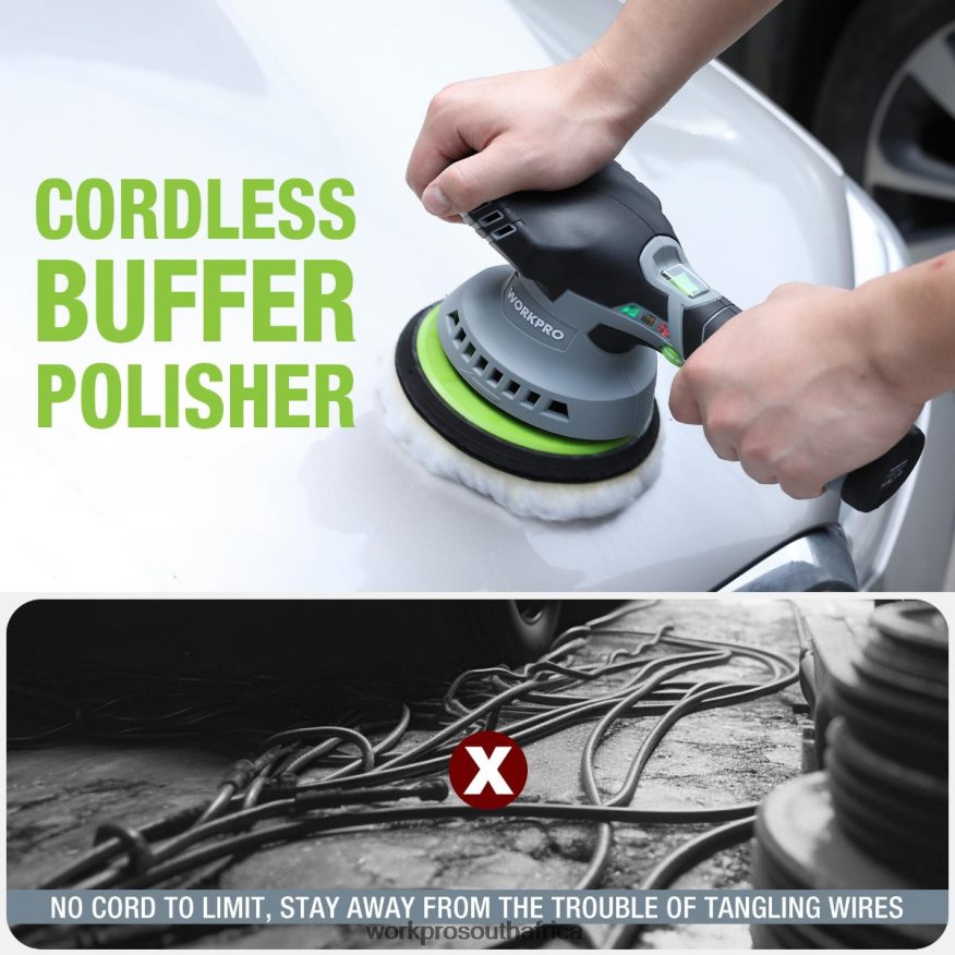 ZA WORKPRO 6-Inch Dual Action Cordless Car Buffer Polisher with 2 pcs 12V Rechargeable Battery Morden 4B8V2T238 Tool