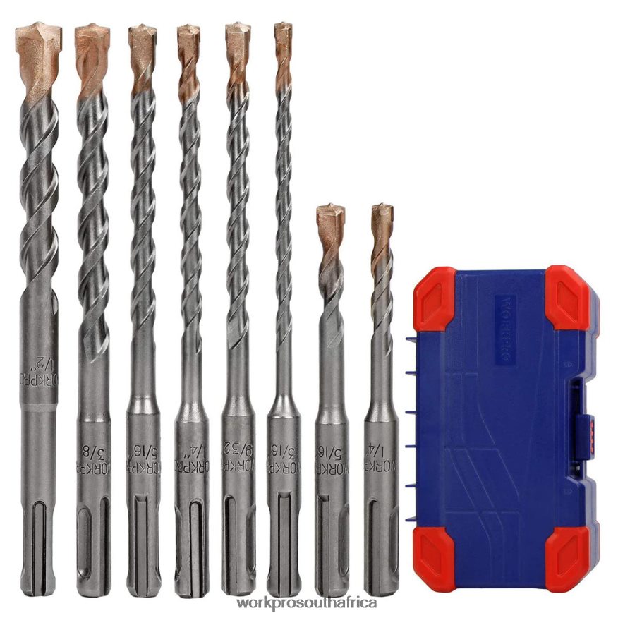ZA WORKPRO 8 Pcs SDS-plus Drill Bit Set, Carbide Tip, SDS+ Rotary Hammer Drill Bit Set with Storage Case for Brick, Cement, Stone & Concrete Useful 4B8V2T205 Tool