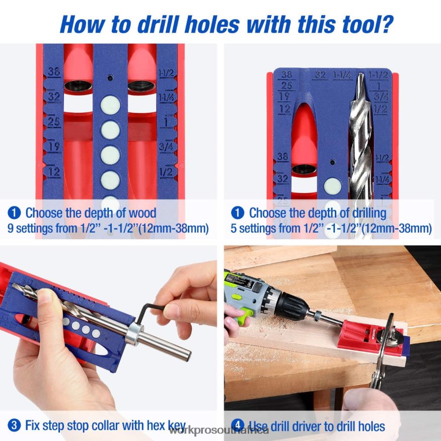 ZA WORKPRO Plastic Plugs Coarse Square Driver Screws Pocket Hole Jig Kit Morden 4B8V2T201 Tool