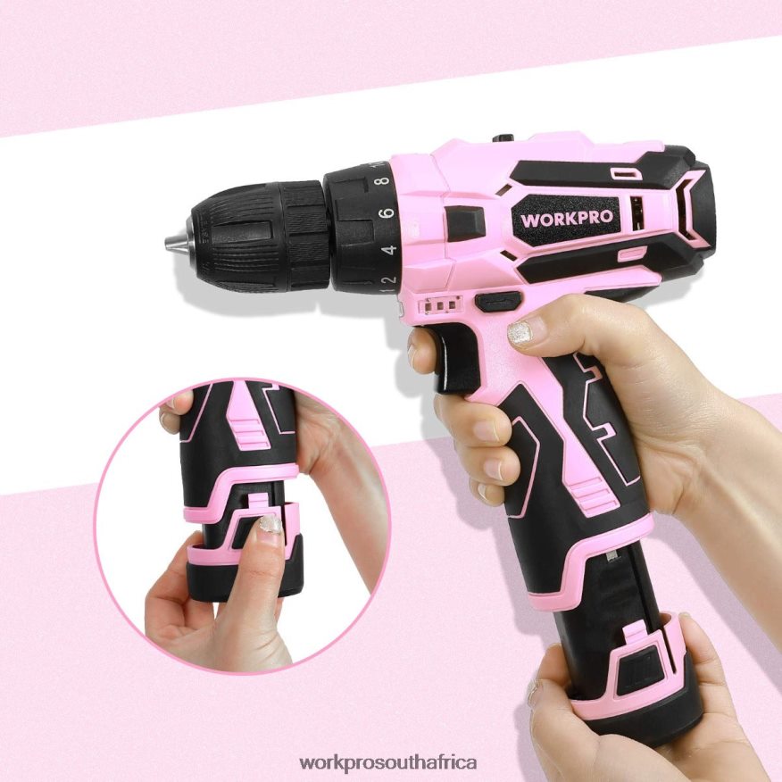 ZA WORKPRO 12V Lithium-ion Replacement Battery for 12V Cordless Drill Driver Pink 4B8V2T223 Tool
