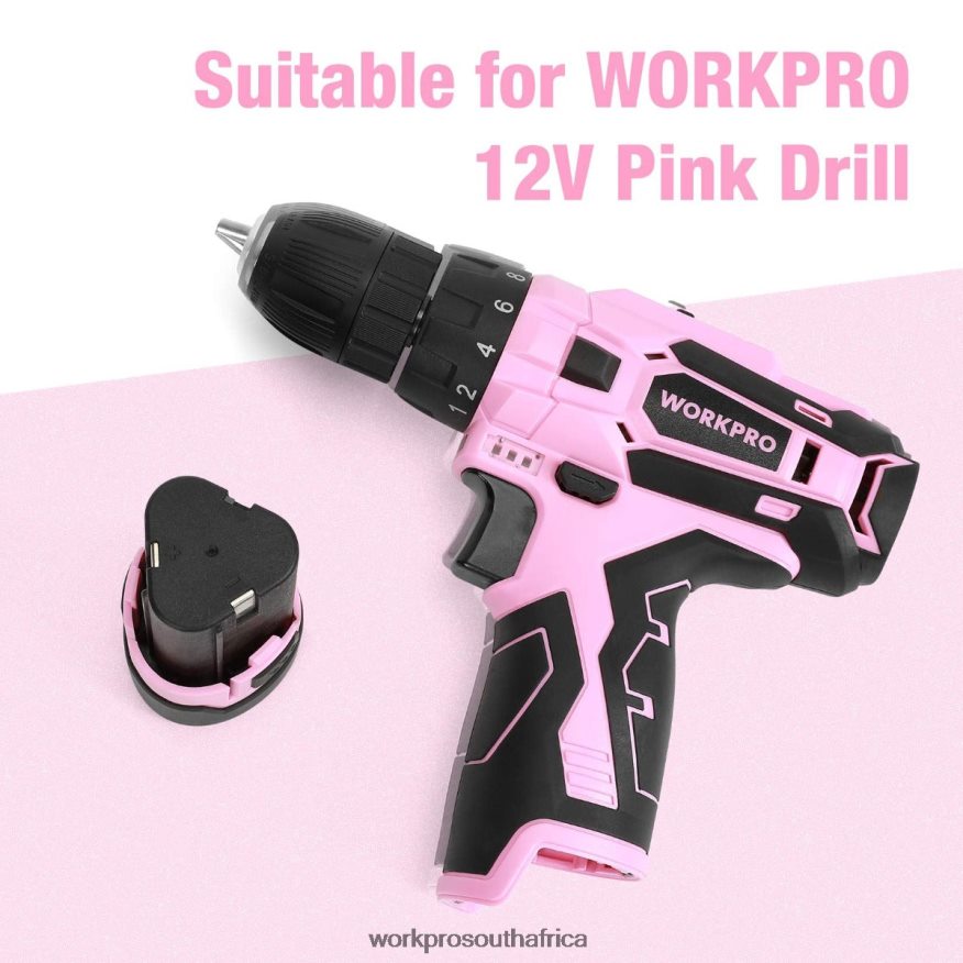 ZA WORKPRO 12V Lithium-ion Replacement Battery for 12V Cordless Drill Driver Pink 4B8V2T223 Tool