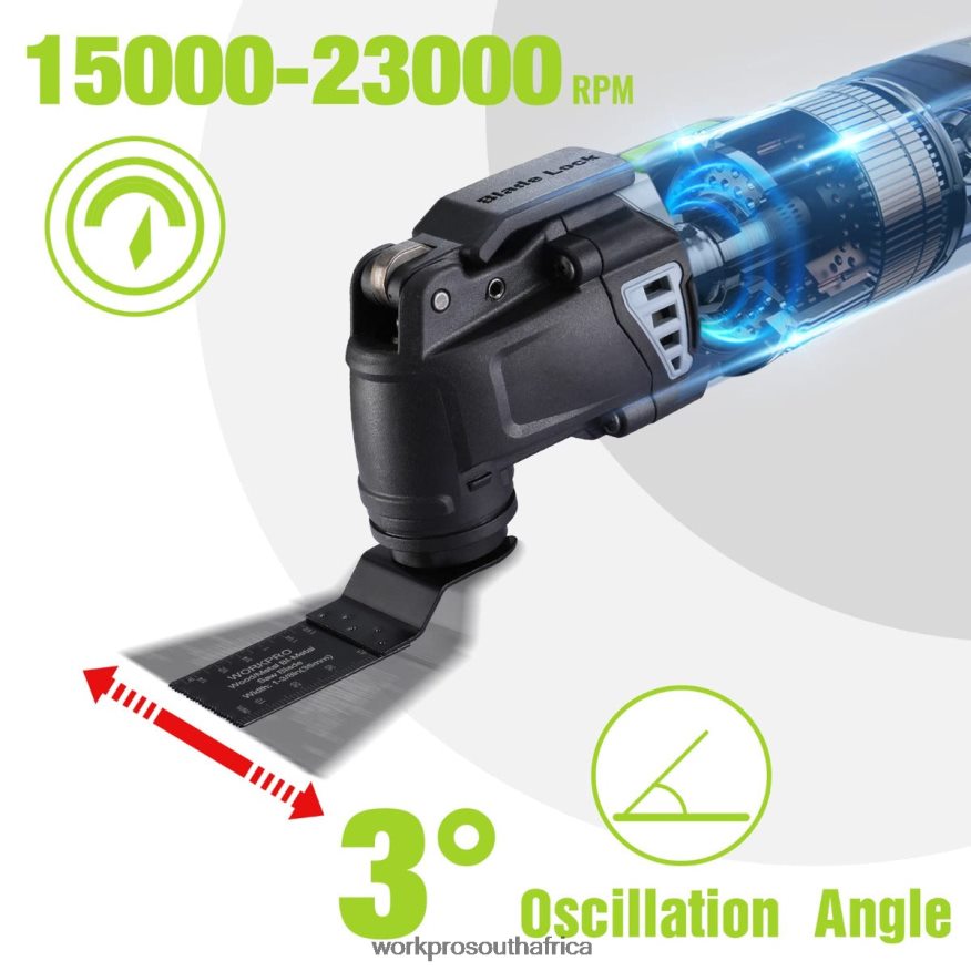 ZA WORKPRO 3.0 Amp Corded Quick-Lock Replaceable Oscillating Saw with 7 Variable Speed 3 Oscillation Angle, 17pcs Saw Accessories, and Carrying Bag Useful 4B8V2T230 Tool