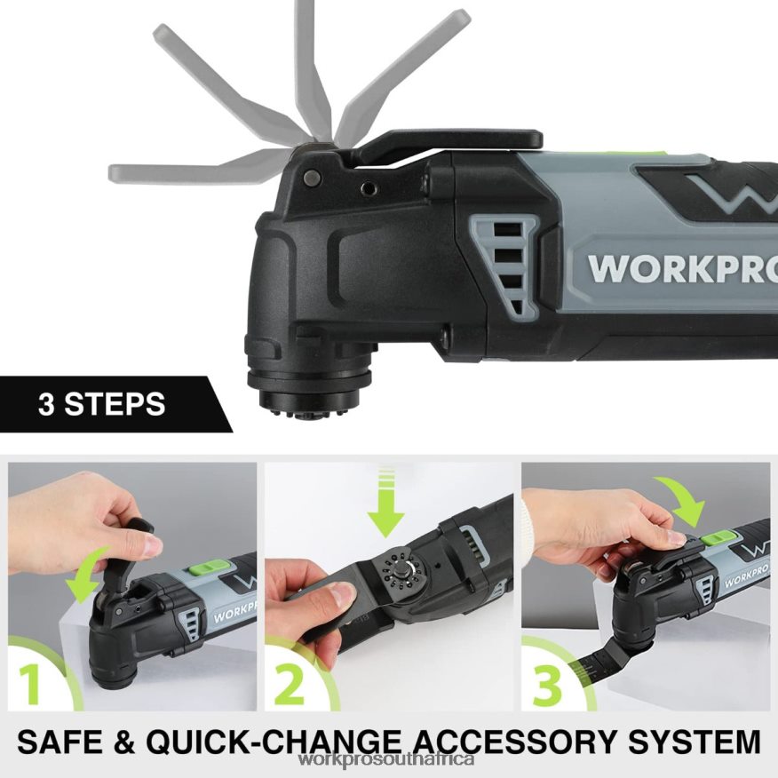 ZA WORKPRO 3.0 Amp Corded Quick-Lock Replaceable Oscillating Saw with 7 Variable Speed 3 Oscillation Angle, 17pcs Saw Accessories, and Carrying Bag Useful 4B8V2T230 Tool