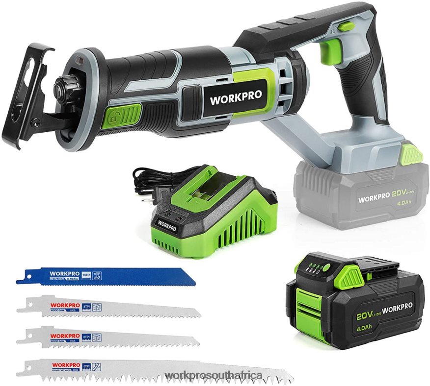 ZA WORKPRO Cordless Reciprocating Saw, 4 Saw Blades for Wood & Metal Cutting Included New 4B8V2T184 Tool