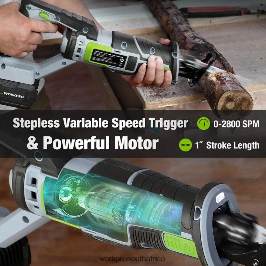 ZA WORKPRO Cordless Reciprocating Saw, 4 Saw Blades for Wood & Metal Cutting Included New 4B8V2T184 Tool