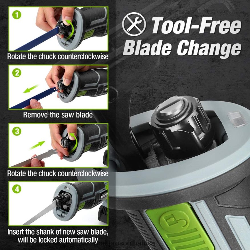 ZA WORKPRO Cordless Reciprocating Saw, 4 Saw Blades for Wood & Metal Cutting Included New 4B8V2T184 Tool