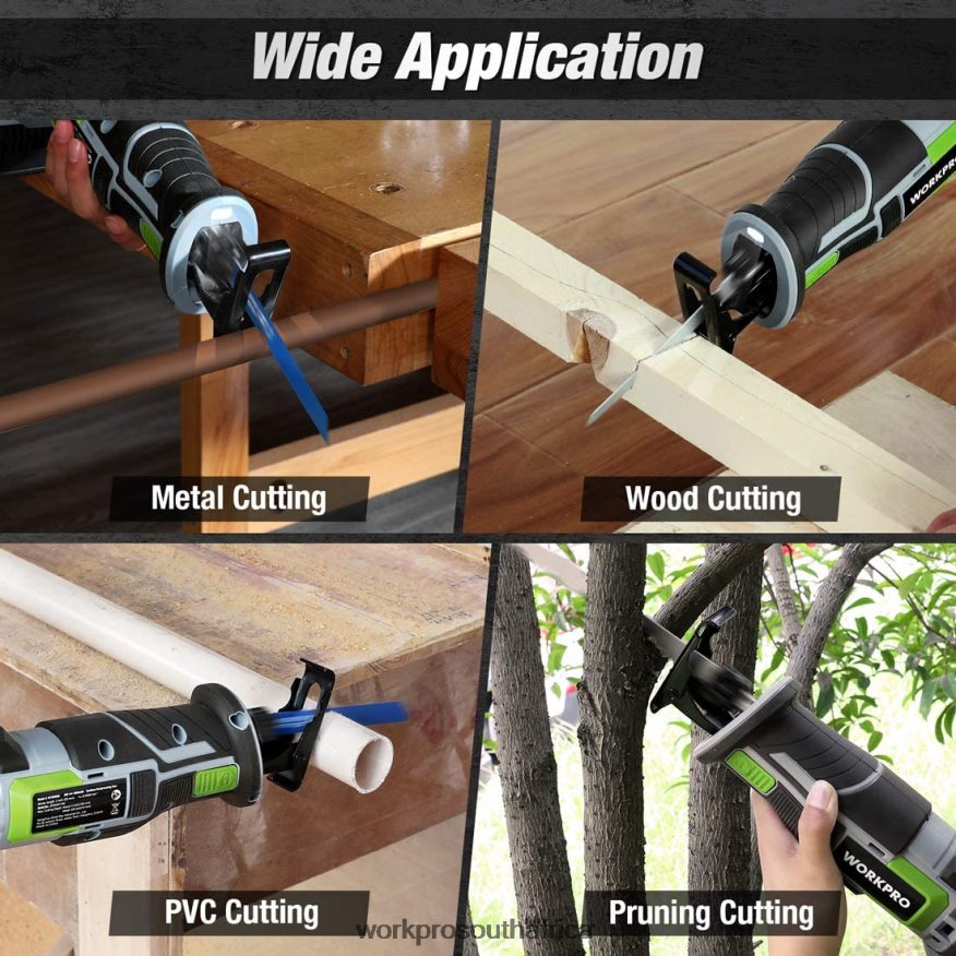 ZA WORKPRO Cordless Reciprocating Saw, 4 Saw Blades for Wood & Metal Cutting Included New 4B8V2T184 Tool