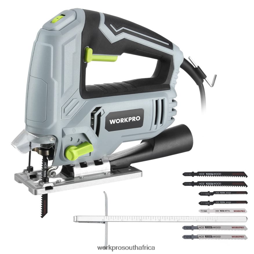 ZA WORKPRO Jig Saw, 5 AMP 3000 SPM, Jigsaw Tool Corded Electric Power Cutter for Wood, Metal, and Plastic Cutting, 7 Blades Morden 4B8V2T242 Tool