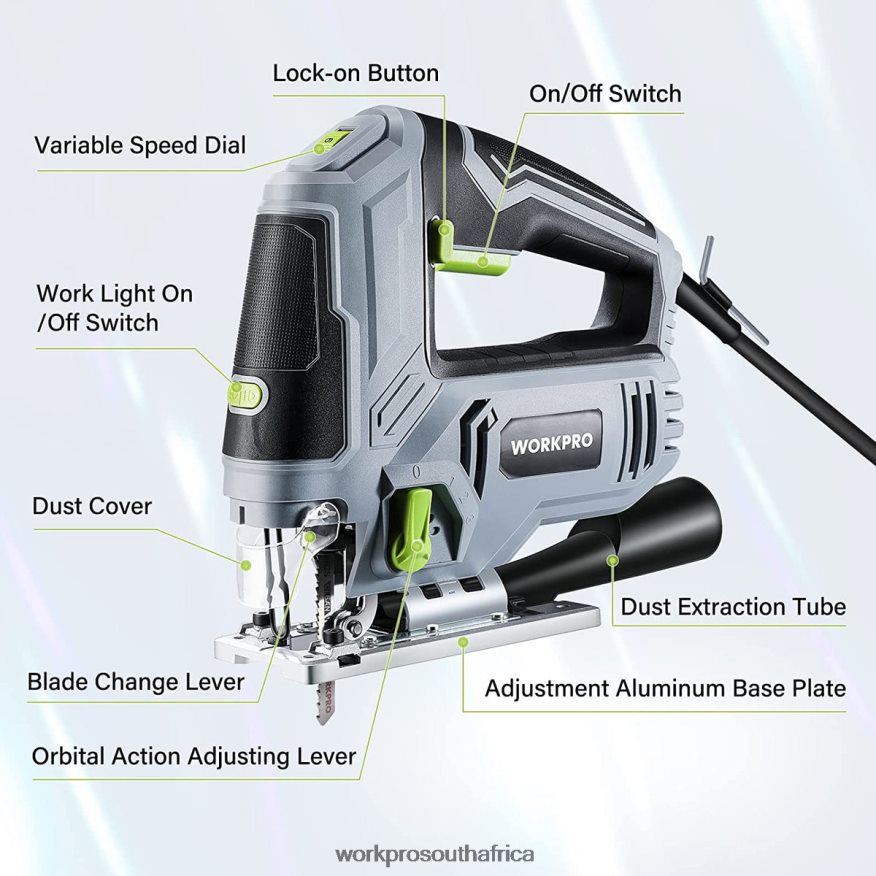 ZA WORKPRO Jigsaw, 6.5AMP 850W Corded Electric Jig Saw Tool Kit Morden 4B8V2T241 Tool