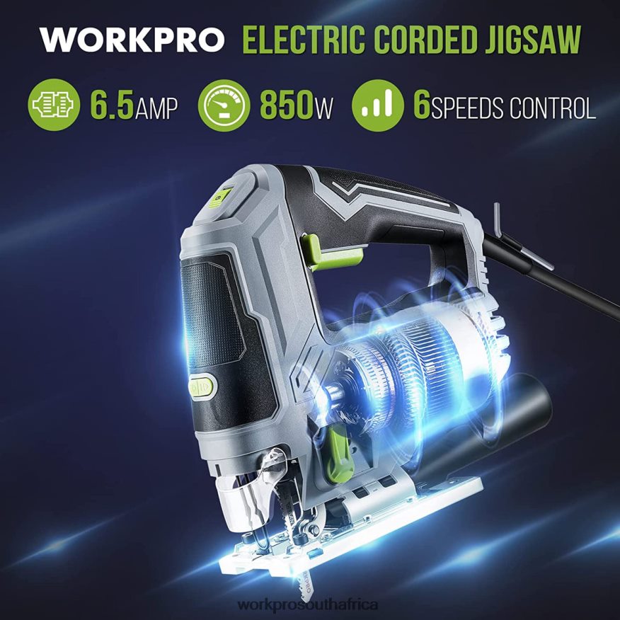 ZA WORKPRO Jigsaw, 6.5AMP 850W Corded Electric Jig Saw Tool Kit Morden 4B8V2T241 Tool