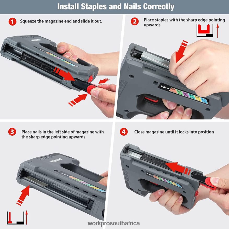 ZA WORKPRO 6 in 1 3.6V Rechargeable Cordless Staple Gun Useful 4B8V2T166 Tool