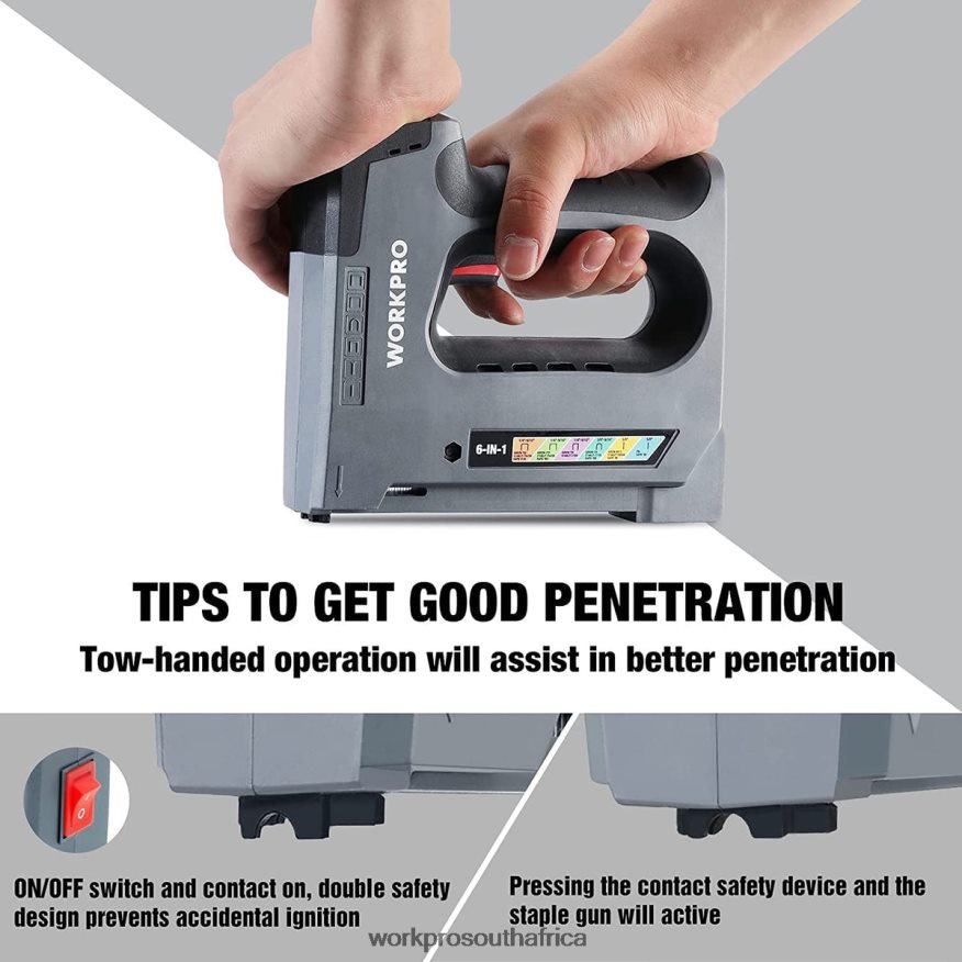 ZA WORKPRO 6 in 1 3.6V Rechargeable Cordless Staple Gun Useful 4B8V2T166 Tool