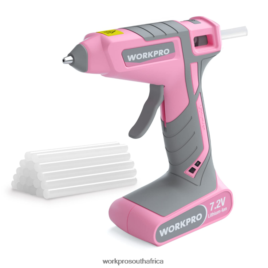 ZA WORKPRO 7.2V Cordless Hot Melt Glue Gun Kit Pink/White 4B8V2T164 Tool