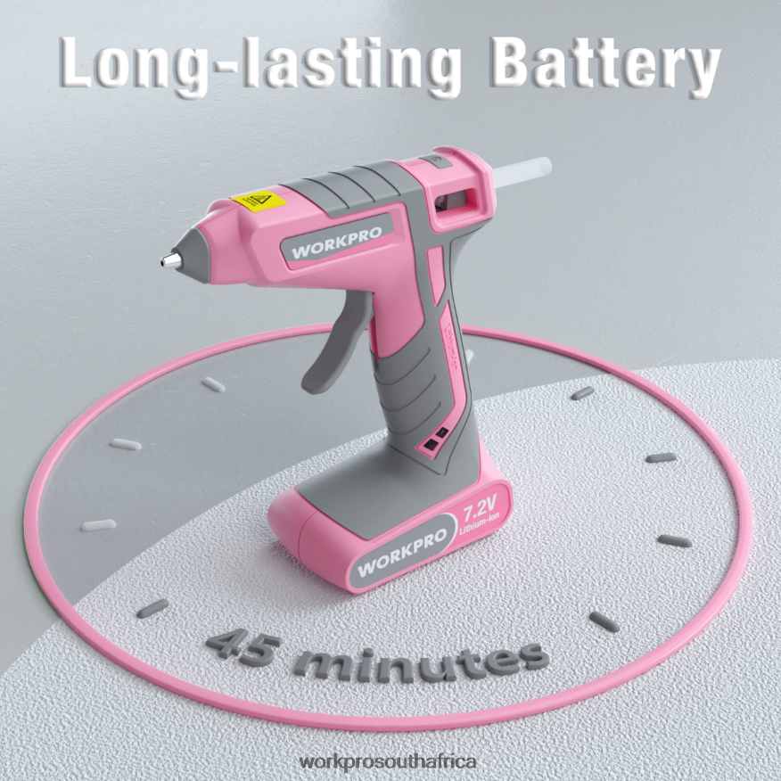 ZA WORKPRO 7.2V Cordless Hot Melt Glue Gun Kit Pink/White 4B8V2T164 Tool