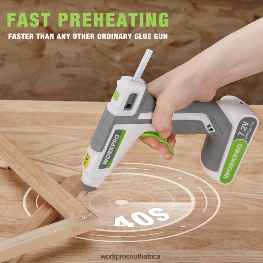ZA WORKPRO 7.2V Cordless Hot Melt Glue Gun Kit Pink/White 4B8V2T164 Tool