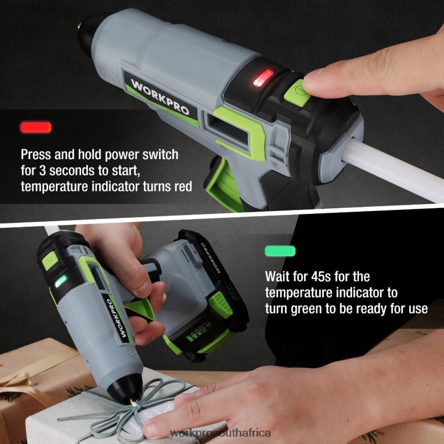 ZA WORKPRO Cordless Hot Glue Gun Kit with 12 Pcs Glue Sticks, 20V 2.0 Ah Li-ion Battery Useful 4B8V2T165 Tool