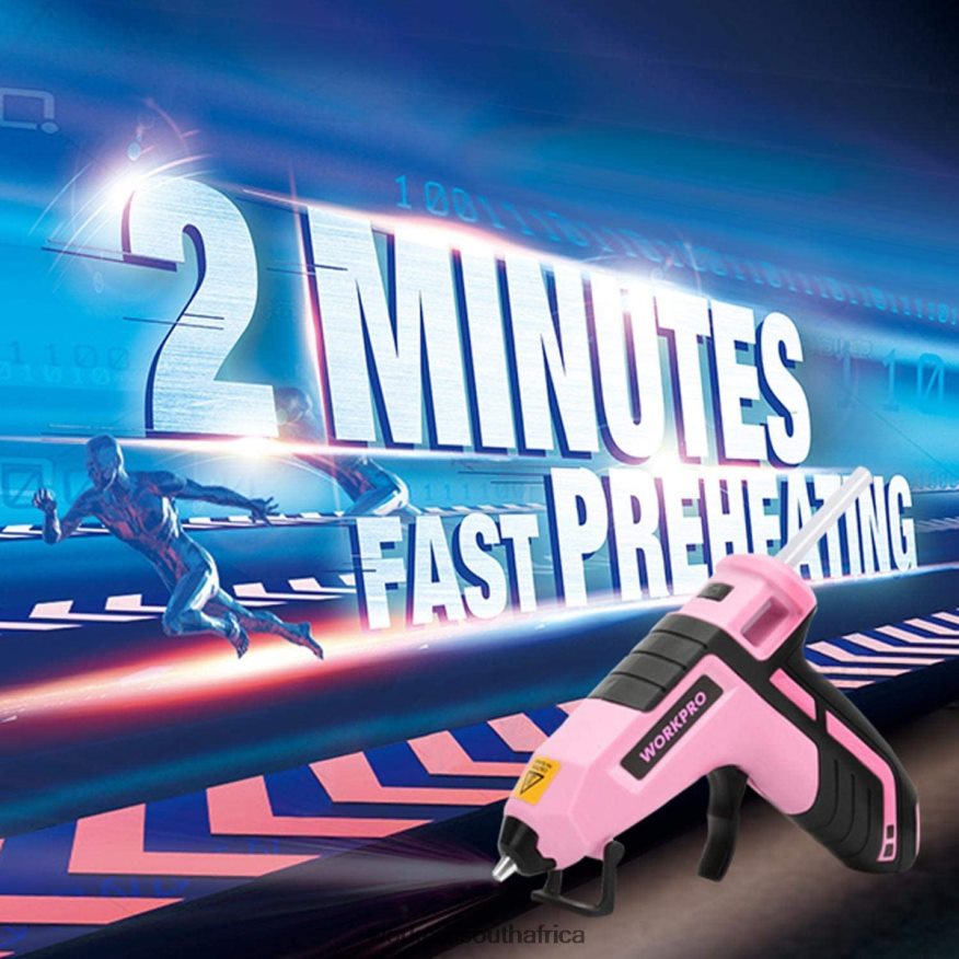 ZA WORKPRO Cordless Melt Fast Preheating Mini Glue Gun with 20 PCS Premium Glue Stick Blue/Pink 4B8V2T163 Tool
